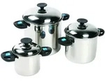 Bo-Camp Elegance Compact 3, Topf-Set, Edelstahl, 6 l, Silber, Schwarz, 2,3 kg -