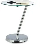 Relaxdays Kaffeetisch Glas u. Chrom, runder Beistelltisch f. Kaffee Tee, Ablage f.