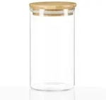 Dimono Vorratsglas mit Bambusdeckel Gr&ouml;&szlig;e M (9x15 cm) - Runde Vorratsdose aus