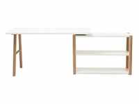 Miliboo - Dreh-Schreibtisch skandinavisches Design Weiß und Eiche GILDA
