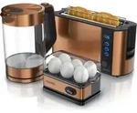 Arendo Fr&uuml;hst&uuml;cks-Set kupferfarben, Eierkocher f&uuml;r 6 Eier, 1,7l Wasserkocher,