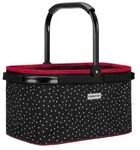 Einkaufskorb mit Klapphenkel Punkte schwarz wei&szlig; rot 48 x 30 x 25 cm - SN&Ouml;VIT...