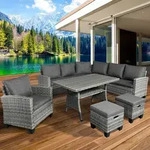 Polyrattan Eck Sitzgruppe HACIENDA grau/anthrazit - Grau