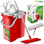 Wischmop Mop Bodenwischer Set 360&deg; Teleskopstiel 2in1 flache Auflage flach - Rot