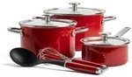 KitchenAid Pfannenset Steel Core Enamel Keizerrot 8-teilig