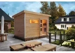 Karibu Saunahaus Au&szlig;ensauna Gartensauna Skrollan 2 unbehandelt Ofen 9 KW externe