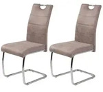 Hela Tische, 2er Set Esszimmerstuhl Freischwinger Flora - Bezug Vintage Beige -