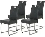 4er Set Esszimmerstuhl Sophia - Vintage anthrazit - Komfortsitz Federkorb -