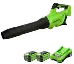 Greenworks GD40ABK2X Axial Akku Laubbl&auml;ser mit b&uuml;rstenlosem Motor, 210 km/h, 15,