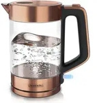 Arendo Wasserkocher 1,7 l, 2200 W, Edelstahl & Glas, Cool-Touch-Griff,