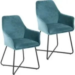 SVITA JOSIE Dining 2er Set Esszimmerstuhl Sessel Polsterstuhl Samt petrol - T&uuml;rkis