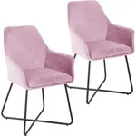 SVITA JOSIE Dining 2er Set Esszimmerstuhl Sessel Polsterstuhl Samt pink - Rosa