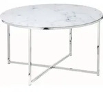 SalesFever Couchtisch 80 cm | Glasplatte foliert in Marmor-Optik | Gestell...
