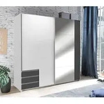 Schwebt&uuml;renschrank Emden Wei&szlig; Graphit mit Spiegel 179 cm - Wei&szlig;