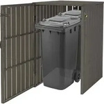 XL 1er-/2er-WPC-M&uuml;lltonnenverkleidung MCW-J28, M&uuml;lltonnenbox, Metall...