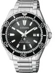 Citizen BN0190-82E Eco-Drive Promaster Sea Edelstahl Uhr Datum Silber - Silber