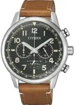 CITIZENHerrenuhr CA4420-21X Chronograph Lederband Solar - Gr&uuml;n