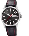 Festina F20358_4 Herren-Armbanduhr, Edelstahl-Geh&auml;use, Leder-Armband - Rot