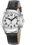 Master Time MTLA-10705-60L Sprechende Funk Damenuhr mit Lederband - Wei&szlig;