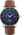 Zeppelin 8462-3 Herren-Armbanduhr, Edelstahl-Geh&auml;use, Leder-Armband - Silber