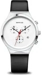Bering Herren Uhr Armbanduhr Chronograph - 14736-404 Leder - Wei&szlig;/Schwarz
