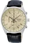 Seiko SSB383P1 Herrenuhr Chronograph mit Lederband Schwarz - Creme