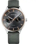 Bering Herren Armbanduhr Titanium 39 mm Armband Nylon 11539-879 - Grau