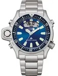 CITIZEN JP2000-67L analoge Herrenuhr Tauchuhr Quarz, Ziffernblatt blau - Blau