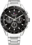 Tommy Hilfiger Analoguhren f&uuml;r M&auml;nner Quinment schwarzes Silber Univerz&aacute;ln&iacute; -