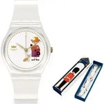 Swatch Damen Armbanduhr Gz711 Quarz 34 mm Harzgeh&auml;use Silikonarmband wasserdicht