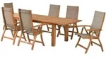 Merxx Gartenm&ouml;bel Set Acapuclo 7tlg., 6 Klappsessel, Doppelausziehtisch 180