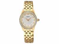SEIKO Damen Quarz Armbanduhr aus Edelstahl mit Hardlex Glas in goldfarben - SUR388P1