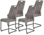 Hela Tische, 4er Set Freischwinger Esszimmerstuhl Christina - Microfaser...