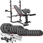Hop-Sport Hantelbank HS-1065 + Curlpult - inkl. 75 KG Hantelset: Lang-, Curl- &