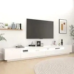 vidaXL TV-Schrank mit LED-Leuchten Wei&szlig; 300x35x40 cm - Wei&szlig;