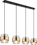 Globo Lighting H&auml;ngeleuchte Metall schwarz matt, Glas, Messingring, Kabel PVC