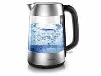 Arendo Wasserkocher Glas Edelstahl, 1,7 Liter, 2200 Watt, mit Überhitzungsschutz &