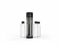 SODAPOP Wassersprudler Logan matt schwarz, 2x 850ml + 1x 600ml Glasflaschen