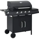 vidaXL Gasgrill 4+1 Flammen Schwarz Stahl - Schwarz