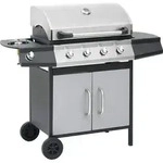 vidaXL Gasgrill 4+1 Flammen Schwarz und Silbern Stahl & Edelstahl - Silber