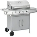 vidaXL Gasgrill 4+1 Flammen Silbern Edelstahl - Silber
