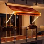 LED - Markise mit Kurbel 350cm Breit Klemmmarkise Balkonmarkise Sonnenschutz Terrasse