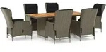 vidaXL 7-tlg. Garten-Essgruppe mit Auflagen Poly Rattan Braun - Braun