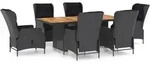vidaXL 7-tlg. Garten-Essgruppe mit Auflagen Poly Rattan Dunkelgrau - Grau