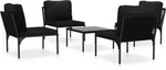 vidaXL 5-tlg. Garten-Lounge-Set mit Auflagen Schwarz PVC - Schwarz