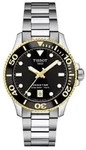 Tissot Seastar 1000 Quarz, schwarzes Zifferblatt, 36 mm, Gold