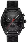 Tissot PR 100 Chronograph 41 mm Schweizer Quarz-Uhr mit schwarzem Zifferblatt - Rot