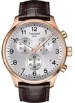 Tissot Chrono XL Classic 45 mm Silbernes Zifferblatt Quarz - Braun