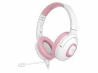 SADES Shaman SA-724 Gaming Headset, weiß/pink, USB, kabelgebunden, Stereo, Over Ear,