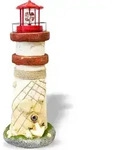 Leuchtturm MARITIM mit Solar-Rundum-Leuchte rot, Gartendekoration - Rot